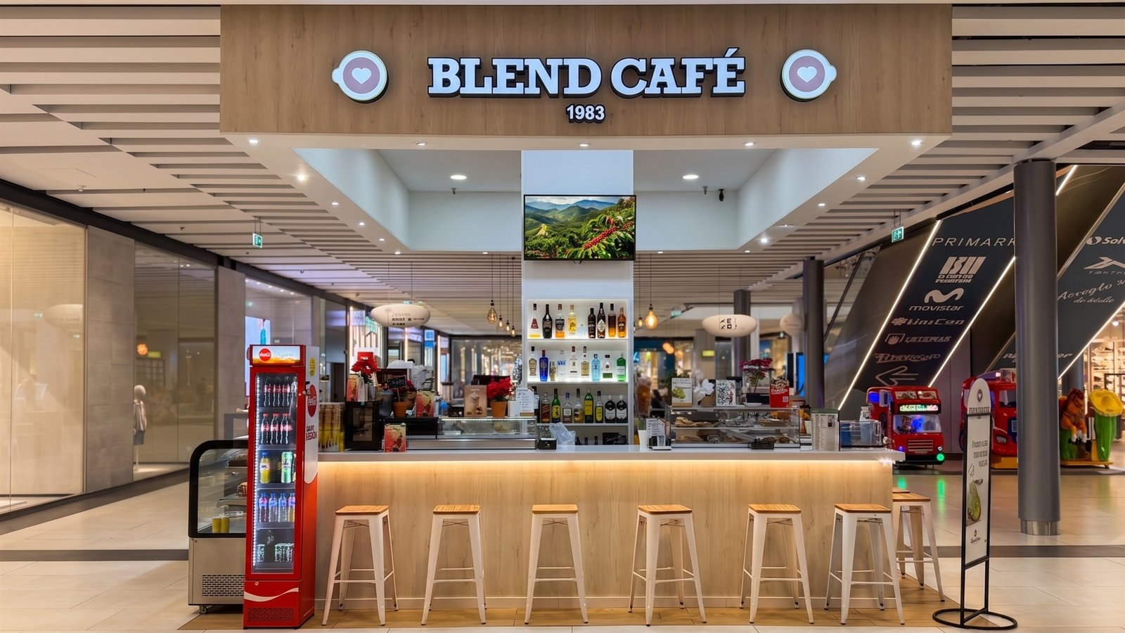 Interior acogedor de Blend Café, cafetería de especialidad en Málaga Centro, CC Larios, al lado de Primark